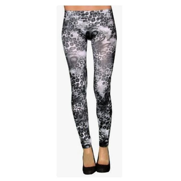 Leopard leggings i svartgrå färg