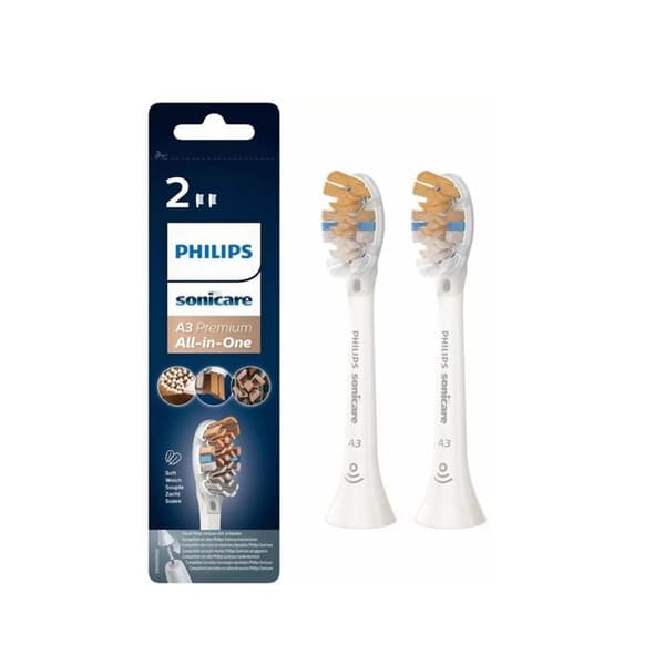 Tandborsthuvuden - PHILIPS - A3 Premium - 2 stycken - Vitare tänder - Friskare tandkött