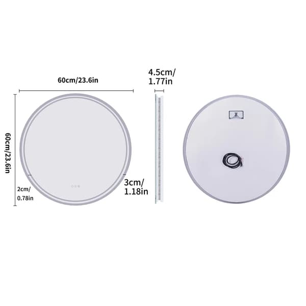 Badeværelse LED Lys Spejl, Intelligent Berøringsskærm, Anti-dug Teknologi, 60cm (24 tommer)