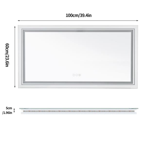 Badrumsspegel, LED-belysning, Anti-imma teknologi, 39,4x23,6 tum