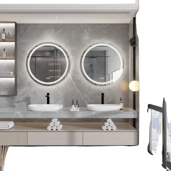 LED Rund Badrumsspegel, Justerbar Ljusstyrka, Anti-Beslagningsfunktion, 80x80cm,Silver