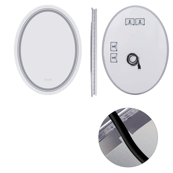 Oval LED Badeværelsesspejl, Berøringssensor, Anti-dug Funktion,60x80 cm 23,6x31,5 in