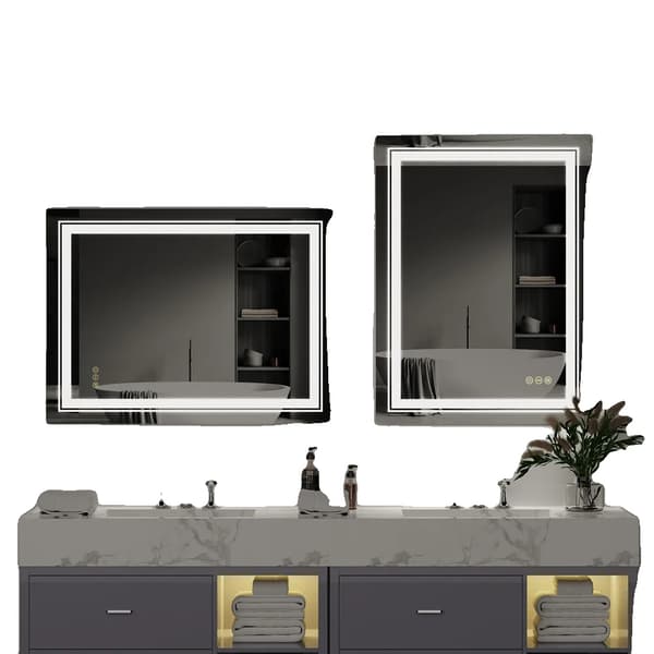 LED Badeværelsesspejl, Berøringssensor Kontrol, Anti-Dug Funktion,70x90cm (28x36 tommer)