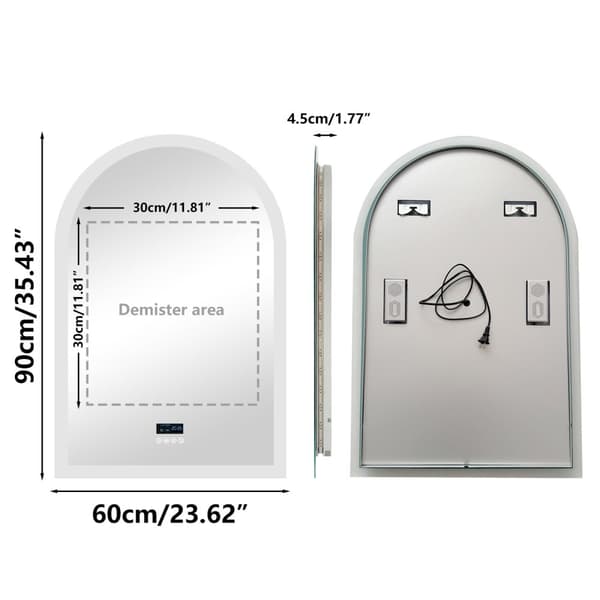 LED Badrumsspegel, Dimbar Belysning, Antimoln Funktion, Smart Tidsvisning