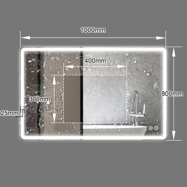 Väggmonterad LED-antimolnbadrumsspegel, justerbar färgtemperatur, touch-switch,220V