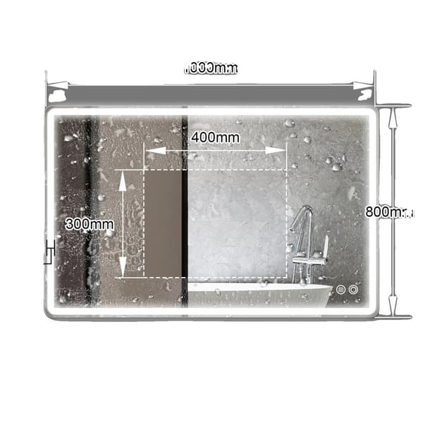 Väggmonterad LED-antimolnbadrumsspegel, justerbar färgtemperatur, touch-switch,220V