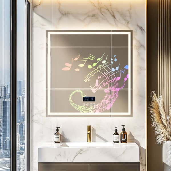 LED Badrumsspegel, Bluetooth-högtalare, Anti-dimma-funktion, 3 Färgtemperaturer