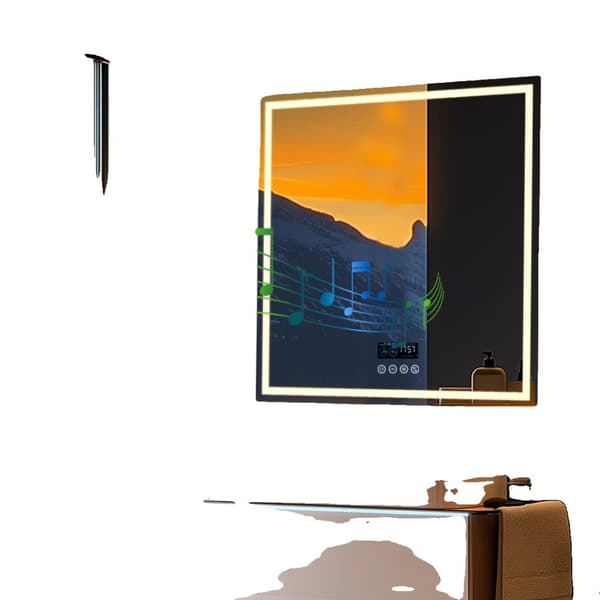 LED Badrumsspegel, Bluetooth-högtalare, Anti-dimma-funktion, 3 Färgtemperaturer