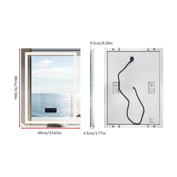 LED Badrumsspegel, Bluetooth-högtalare, Antimoln-funktion,60x80cm