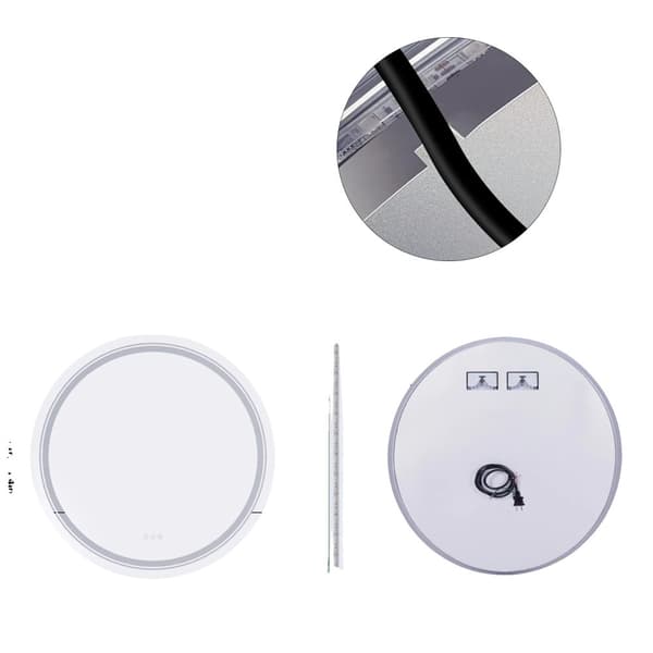 Suuri pyöreä LED-kylpyhuonepeili, säädettävä väri lämpötila, vedenkestävä muotoilu,35,4x35,4 tuumaa