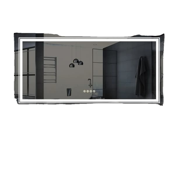 LUVODI Överdimensionerad RGB Badrumsspegel, Touchsensor, Antimoln,105x50cm (42x20 tum)