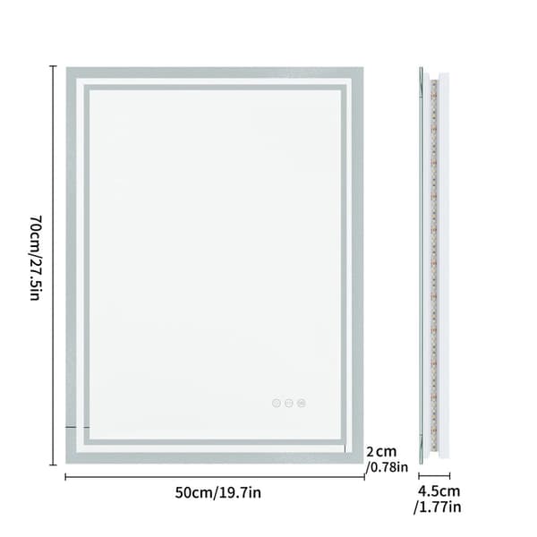 LED-bakgrundsbelyst badrumsspegel, justerbar färgtemperatur, touchkontroll,20x28 tum