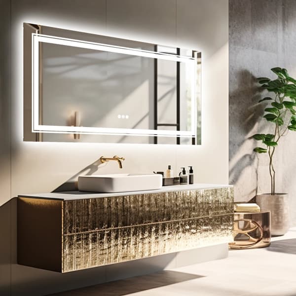 Kylpyhuoneen peili, LED-meikkipeili, himmennettävä, huurtumaton,42x20 tuumaa