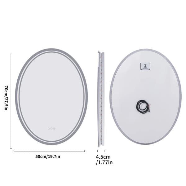 LED-belyst badrumsspegel, justerbar färgtemperatur, imskyddande funktionalitet,500x700mm
