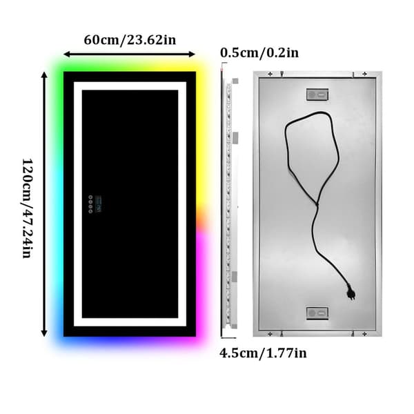 LED Badrumsspegel, Anti-Dim Funktion, Framsidesbelyst Design,120x60cm