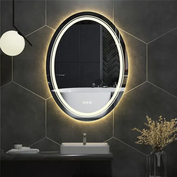 LED Oval Badrumsspegel, Dubbelbelyst, Anti-imma, 60x80cm (24x32 tum)