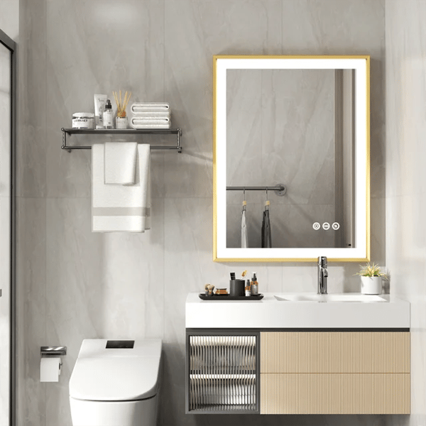 Badrumsspegel, LED-belysning, Anti-imma teknologi, 80X60cm(24x32tum)
