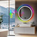 Miniatyrbild 2 av 2: RGB Badrumsspegel, Justerbar Belysning, Inbyggd Bluetooth-högtalare,Rund 32x32 tum