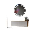 Miniatyrbild 1 av 2: RGB Badrumsspegel, Justerbar Belysning, Inbyggd Bluetooth-högtalare,Rund 32x32 tum
