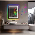 Miniatyrbild 2 av 2: RGB Badrumsspegel, Justerbar Belysning, Inbyggd Bluetooth-högtalare,36x28 tum