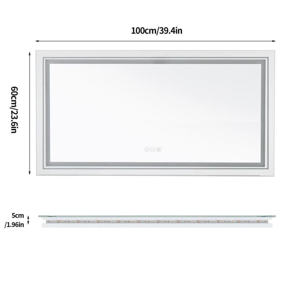 Badrumsspegel, LED-belysning, Anti-imma teknologi, 39,4x23,6 tum