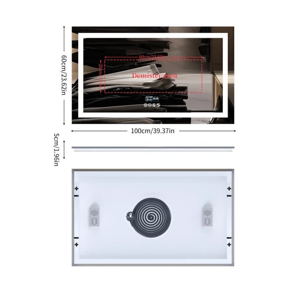 LED Badrumsspegel, Bluetooth-högtalare, Anti-imma funktion, Minnesfunktion,100x60cm