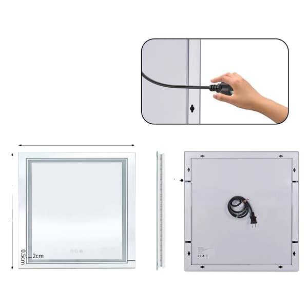Smart LED Badeværelsesspejl, Anti-Dug, Berøringsfølsom, 6100LM, 35,4x35,4 tommer,35,4x35,4 tommer
