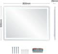 Pikkukuva 2 / 2: LED-kylpyhuonepeili, huurtumaton ajanäytöllä, himmennettävä taustavalo 3000K-6000K,Tly neliö 80x60cm