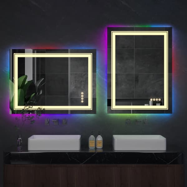LED Badrumsspegel, Vattentät, Flerfärgade Ljus, 70x90cm (28x36 tum)