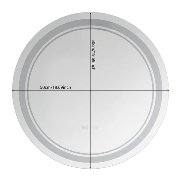 LED Badrumsspegel, Touch-kontroll, IPX4 Vattentålig,50cm