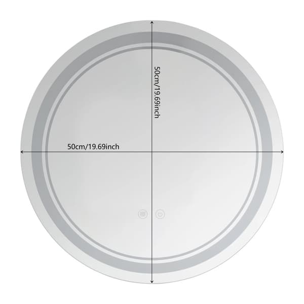 LED Badrumsspegel, Touch-kontroll, IPX4 Vattentålig,50cm