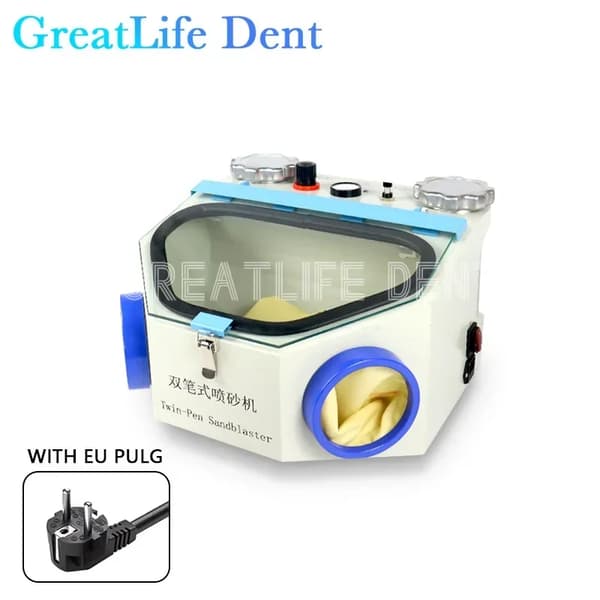 Dental Sandblaster, Justerbart Trykkontrol, Alsidige Anvendelser,220V EU stik blå