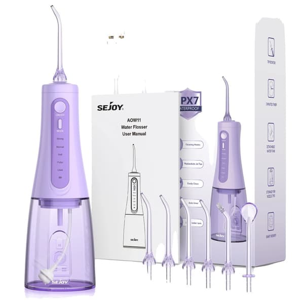 Bærbar Mundskyl, 5 Flossing-tilstande, 350 ml Vandtank,LILLA