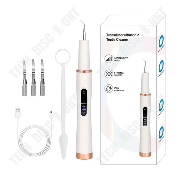 TD® Ultrasonic Tooth Cleaner Anti-Tartar Kit Smart Tandrengöring Anti-Tartar och Stain Kit med spegel