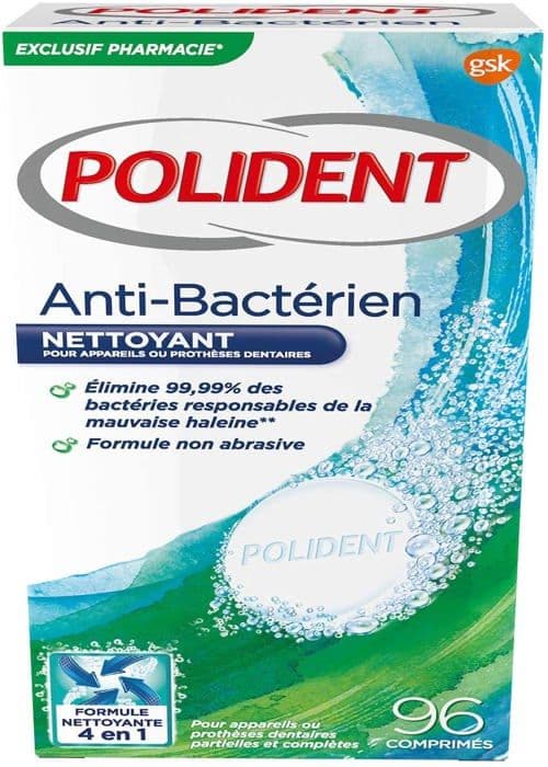 Polident - Antibakteriellt rengöringsmedel - För partiella eller kompletta proteser - Format: 1x96 tabletter