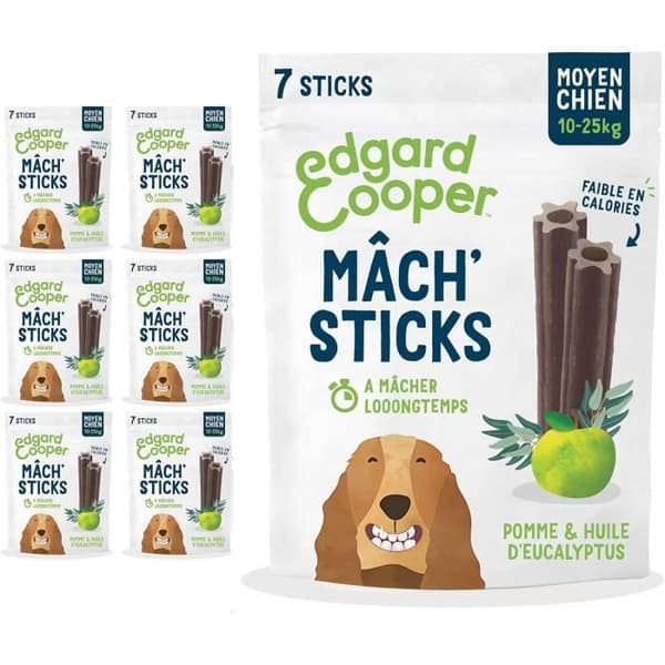 Godis för Hund - Edgard & Cooper - Eukalyptus & Äpple - 56 Sticks - Fräsch Andedräkt - Naturlig