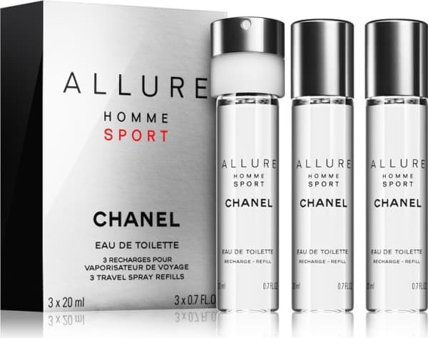 Chanel Allure Homme Sport Giftset - Mand - 60 ml (3x Edt Travel Spray Refill 20Ml - Twist and Spray)
