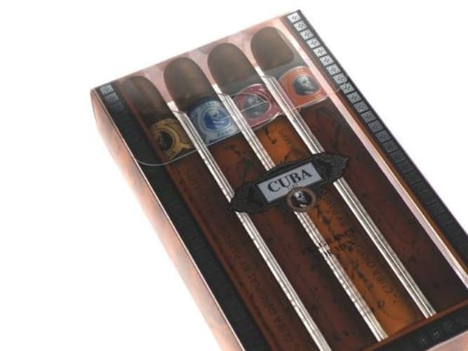 Fragluxe Cuba Gold by Gift Set - Cuba Variety Set includes All Four 1.15 oz Sprays, Cuba Red, Cuba Blue, Cuba Gold and Cuba Orange/- (Men)
