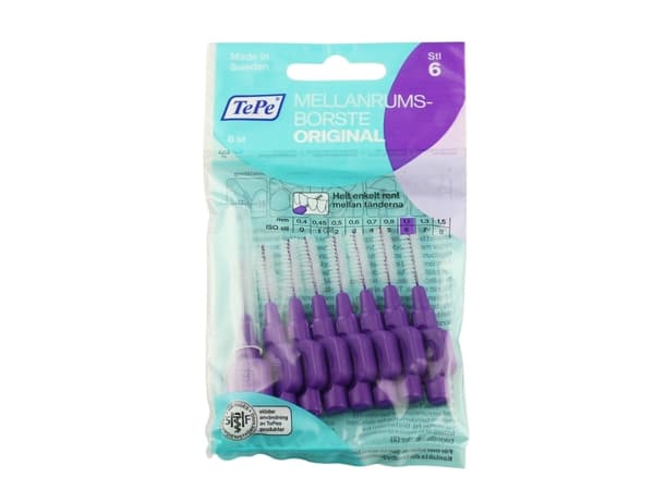 TePe Original hammasharjat 6 violetti (1,1 mm) 8 kpl