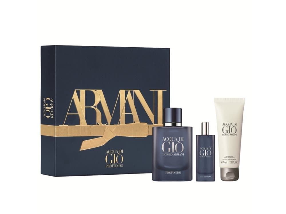 ZESTAW Giorgio Armani Acqua Di Gio Profondo EDP 75ml + EDP 15ml + SG 75ml