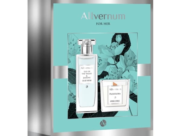 Allvernum gift set (Lilly&amp;Jasmine perf.water 50ml + Passiflora candle 100g)