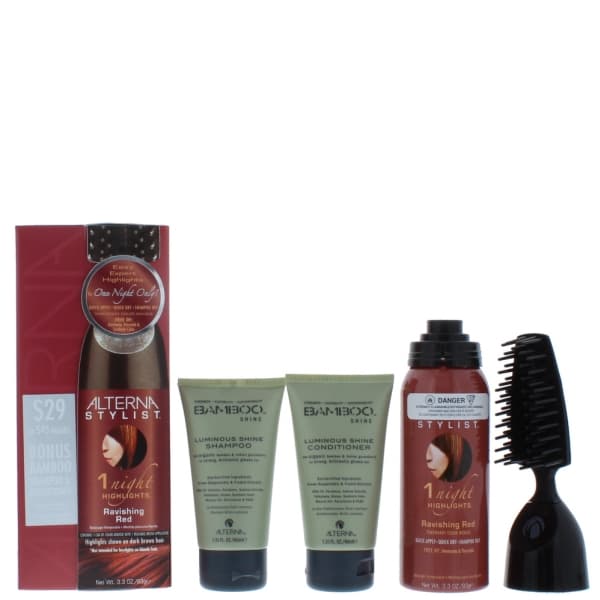Alterna Stylist One Night Highlights Ravishing Red Haircare Set Gift Set Mousse 93g Shampoo 40ml Conditioner 40ml Hair Brush