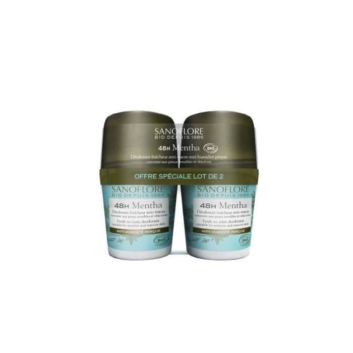 Sanoflore Freshness Deodorant Anti-Traces Mentha Roll-On 48h Organic 2 x 50ml