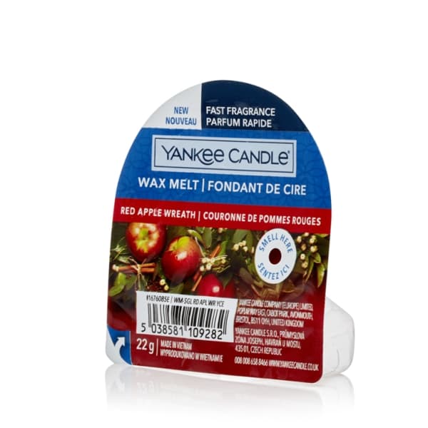Yankee Candle Red Apple Wreath, Rund, Röd, Bärnsten, Vanilj, Amber, Butter, Maple Syrup, Vanilla, 70 mm, 30 mm
