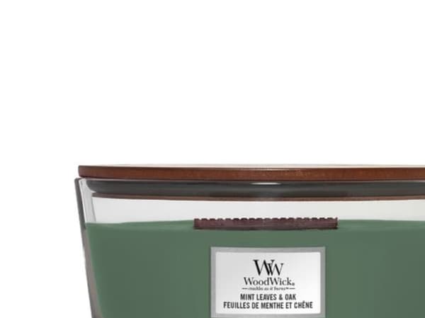 WoodWick Mint Leaves & Oak, Ellipsi, Vihreä, Minttu, Oak wood, 50 h, 1 kpl