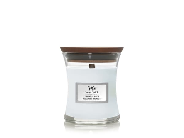 WoodWick Magnolia Birch, Sylinteri, Vaaleansininen, Koivupuu, Magnolia, 40 h, 1 kpl