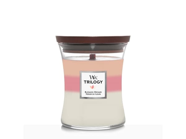 WoodWick Blooming Orchard Trilogy Medium Jar, Rund, Oransje, Rosa, Hvit, 1 stykker