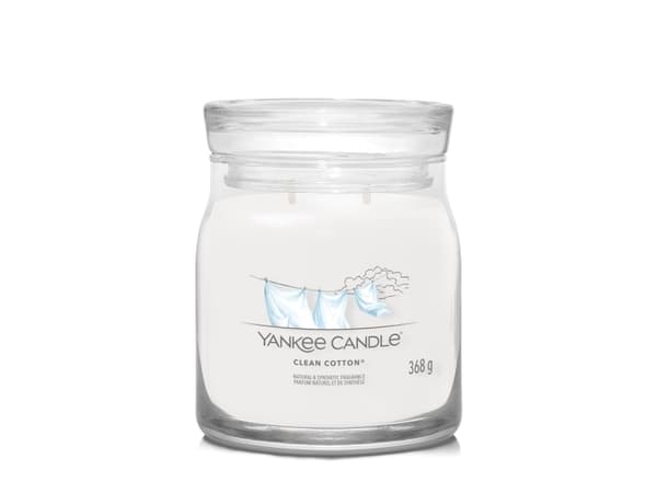 Yankee Candle Clean Cotton, Cylinder, Hvit, Bomullsblomst, Sitron, Hvit blomst, 50 timer, 1 stykker