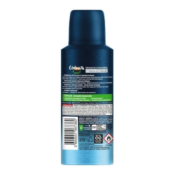 USHUAïA Deodorant Spray for Men Marine Minerals - 150 ml