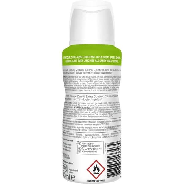 SANEX Deodorant utan aluminiumsalter Noll % 48h komprimerad spray - 100 ml